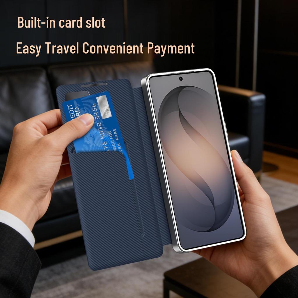 Кожаный чехол-книжка с фэнтезийным узором для Samsung S26 ULTRA с 3D-окном и слотом для карт