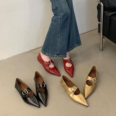 Мода SUOJIALUN Осень Женские Балетки Мода Острый Носок Дамские Элегантные Мэри Джейн Балетки Плоский Каблук Уличные Платье Одинарные Туфли