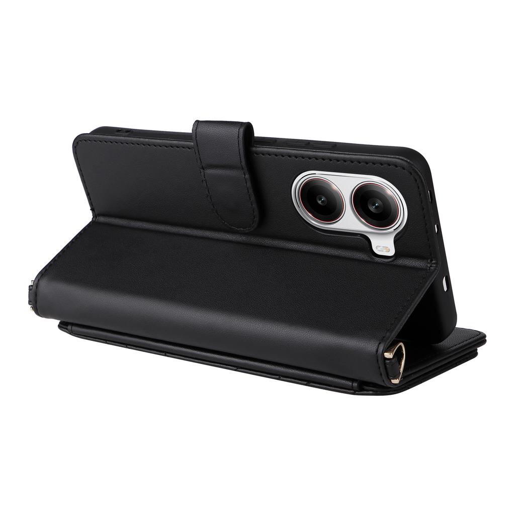 For Xiaomi Poco X7 Pro 5G/Redmi Turbo 4 5G Wallet Case with Shoulder/Wrist Strap Leather Phone Cover Stand