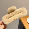 Large Plush Claw Clip for Women - Autumn/Winter 2023 Furry Hair Accessory, Square Shark Design, High-End Headwear