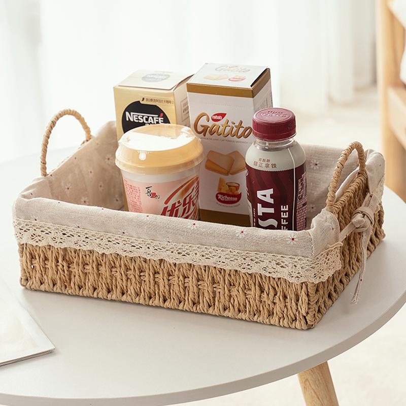 Kitchen Fruit Bowls Rattan Basket Wicker Storage Basket Bath Basket Desktop Sundries Organizer Storage Box Organizer Room Decor