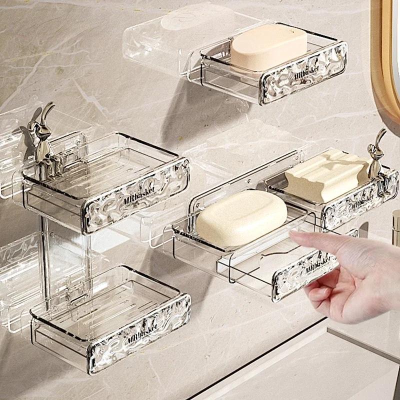 Creative Bathroom Soap Holder Wall Mounted Soap Box With Lid Bathroom Accessories Soap Dish Storage Boxes