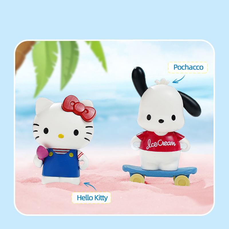 Нетоксичные строительные блоки серии Sanrio Хелло Китти Почакко Машина-бургер Пом Пом Пурин Синнаморолл Машина-десерт Модель Кирпичики Детские Игрушки Подарки