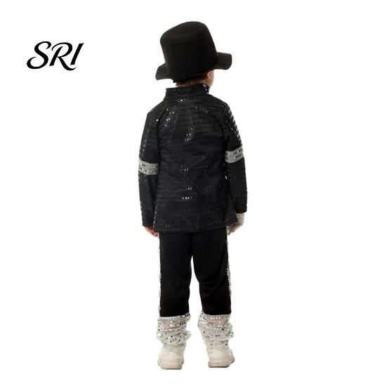 Reflective Sequin Jacket Kids Musician Halloween Costume Set for Kids, Black Jacket, Trousers, Hat, Gloves, Star 80s 90s Retro Stage Outfits