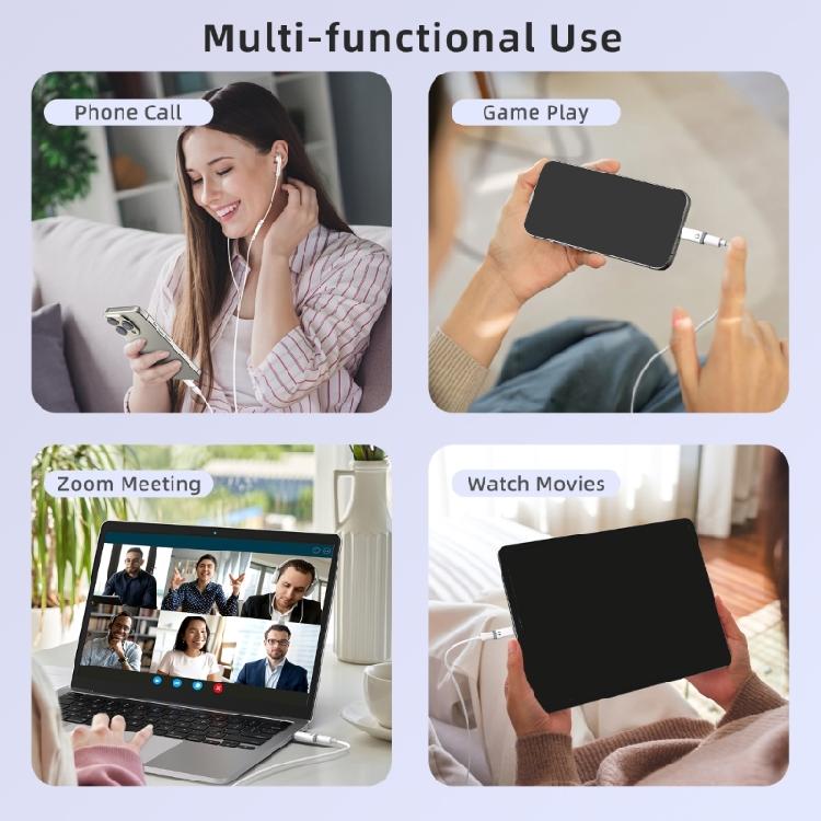 Адаптер звука с микрофонами с разъема Type C Портативный звуковой адаптер Plug & Play для телефона 15/1