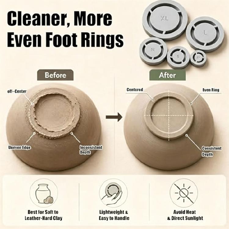 Foot Guide Tool for Pottery Clay Trimming with Center Disc, Bottom Shaping Use and Studio Practice Support Work