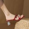 Pearl word с тапочками женские толстые каблуки с открытым носком классные тапочки женская модная одежда босоножки на высоком каблуке лето 2025 новый