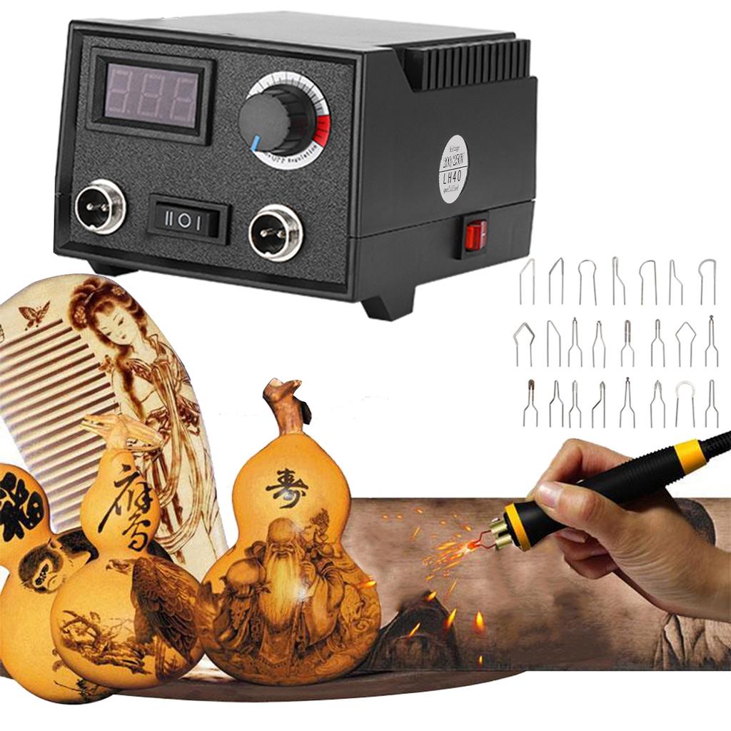 Wood Burning Kit Tool Adjustable Temperature Pyrography Gourd Board Rice Paper Soldering IronAU