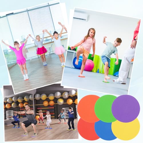 PATIKIL 24-Piece 4" Poly Spot Markers with Non-Slip Rubber Floor Dots and Storage Bag for Sports Training, Flat Agility Cones, Basketballs, Footballs,