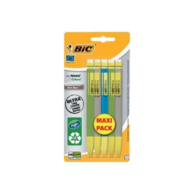 Crayon Rétractable - BIC - Matic ECOlutions - HB - 0.7 Mm - Pack De 10 - Avec Gomme
