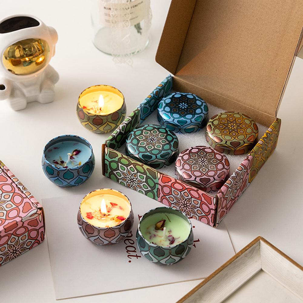 4Pcs Scented Candles Set, Soy Wax Candle In Metal Tin Aromatherapy Candles with Floral Scents Home