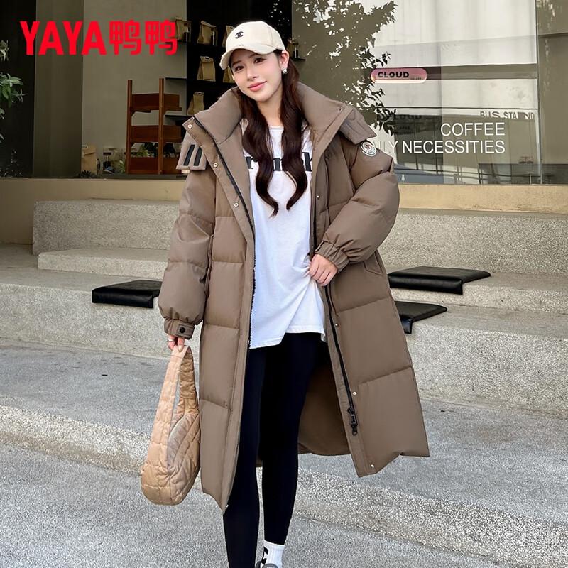 YAYA Women's 2025 Winter Mid-Length Hooded Down Jacket