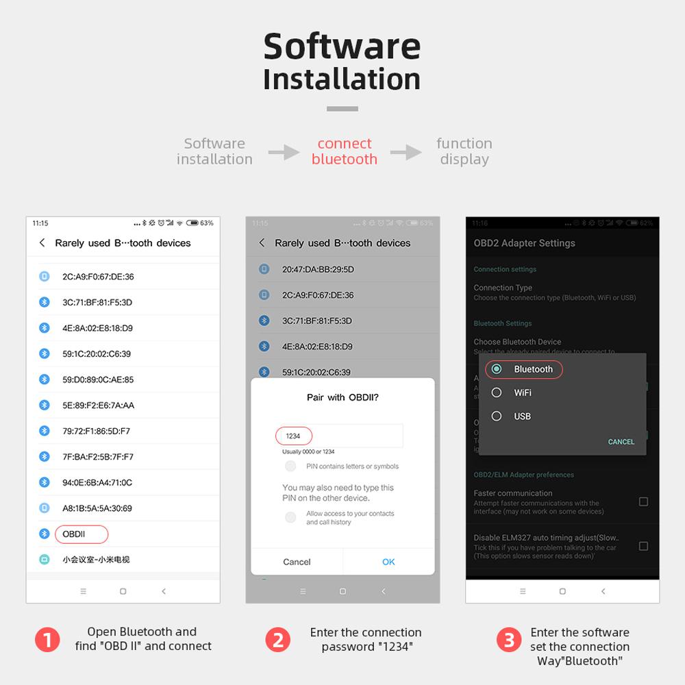 Bluetooth 5.1 ELM327 V2.1 Авто OBD2 сканер Автомобильный диагностический инструмент Считыватель кодов Инструмент Супер MINI ELM 327 V1.5 Для Android