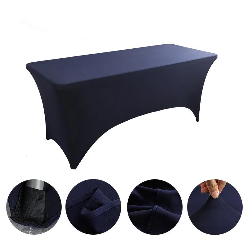 Black Spandex Rectangle Tablecloth for Wedding Banquet Hotel Birthday Party Meeting Room Decoration