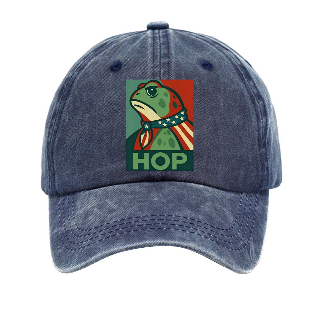 Men's Washed Cotton Baseball Cap With Printed Distressed Soft Top Denim Hat, Vintage Hat