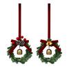 Christmas Bell Wreath Hanging Ornament Mini PVC Garland with Red Bow Xmas Tree Decor