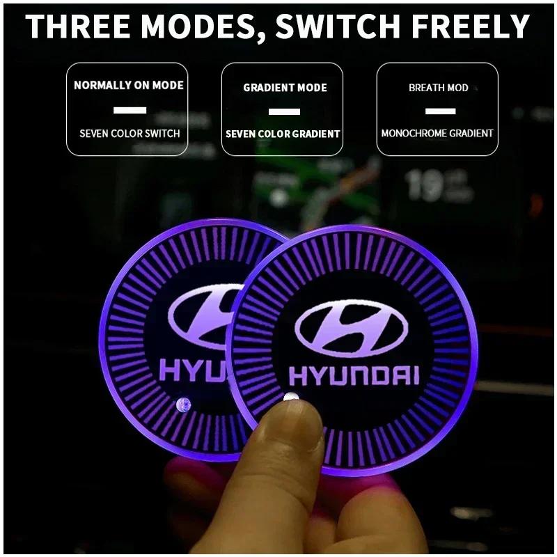 Accessories for Hyundai IX25 I10 Accent Solaris Verna Tucson Santa Fe Kona Elantra Sonata Car Coaster Light Water Cup Holder MM12