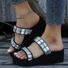 Women Sandals Bling Heels Sandals With Platform Shoes For Women Summer Indoor Outdoor Slippers Lightweight Wedge