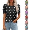 Женские повседневные топы с коротким рукавом и круглым вырезом с принтом, туники, рубашки, летняя одежда