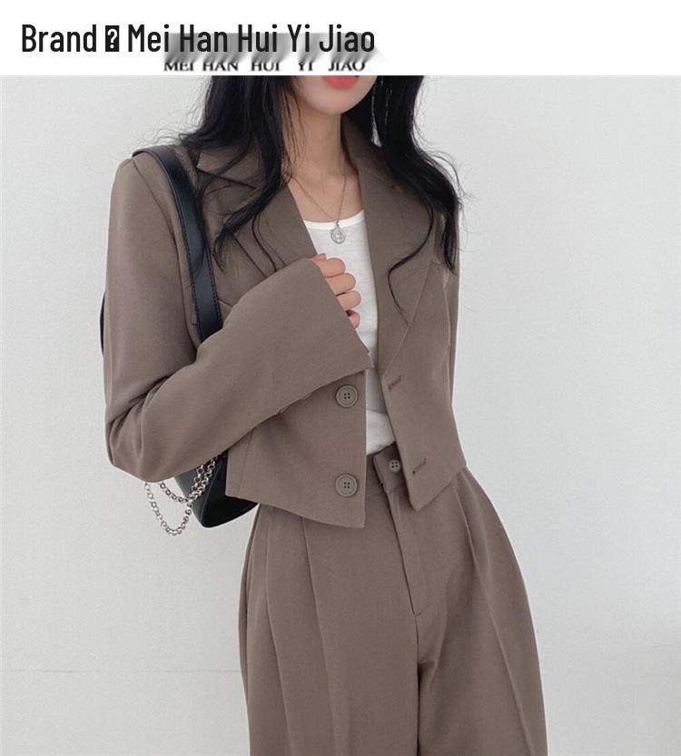 Женский приталенный черный блейзер в корейском стиле, костюм-двойка