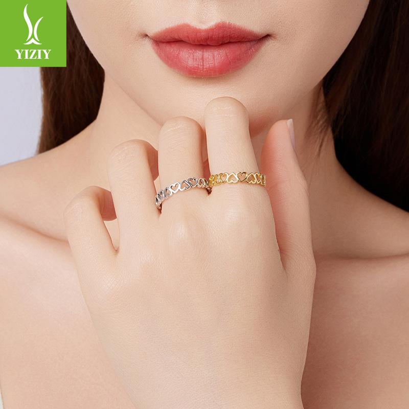 Love Ring Personality Trend S925 Sterling Silver Exquisite And Simple Full Row Hollow Love Open Ring