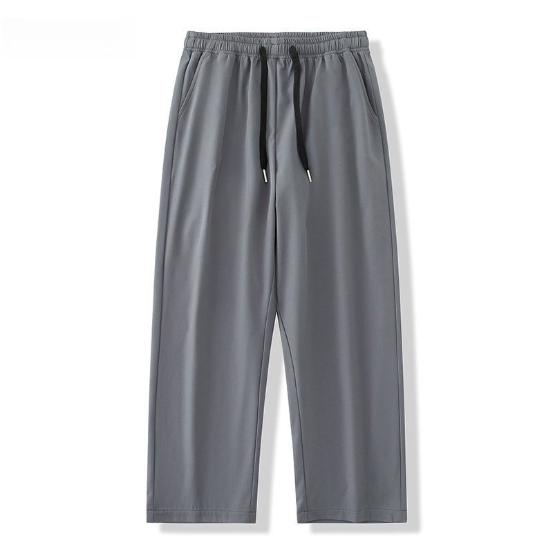 Летние брюки Ice Silk, мужские тонкие прямые брюки на шнурке, свободные дышащие быстросохнущие повседневные брюки