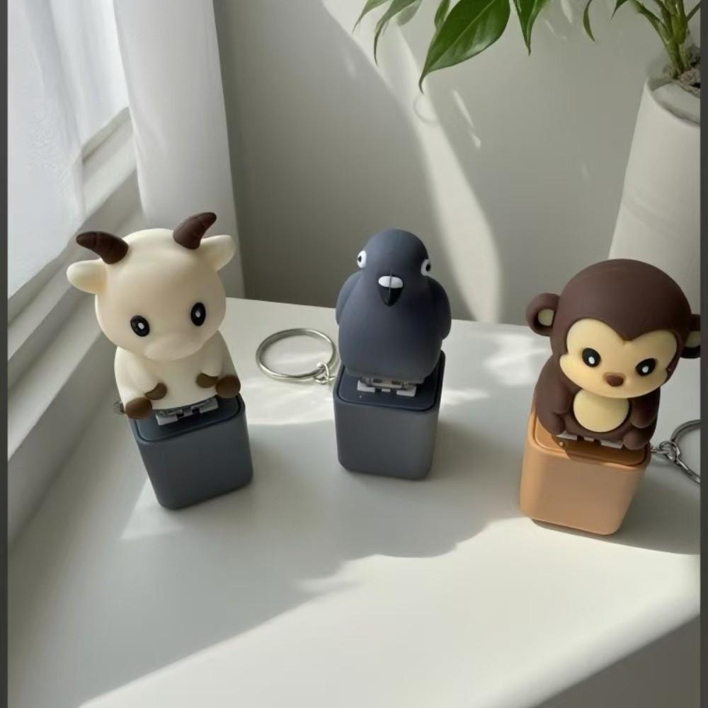 LED Light Animal Clicker Keychain Fidget Sound-producing Toy Anxiety Sensing Toy For Adults
