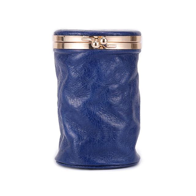 Натуральный верхний слой из масляной вощеной коровьей кожи, модный косметический чехол в форме бочонка для макияжа, мини-зеркало, сумка для губной помады