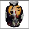 3D Printed Halloween Nightmare Jack Skellington Cosplay Hoodie Teens Unisex Loose Fit Sweatshirt