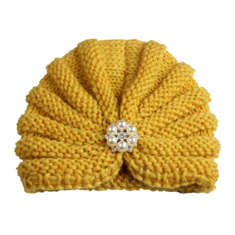 New children's products winter, solid color with diamond baby wool hat, baby knitted thermal hat