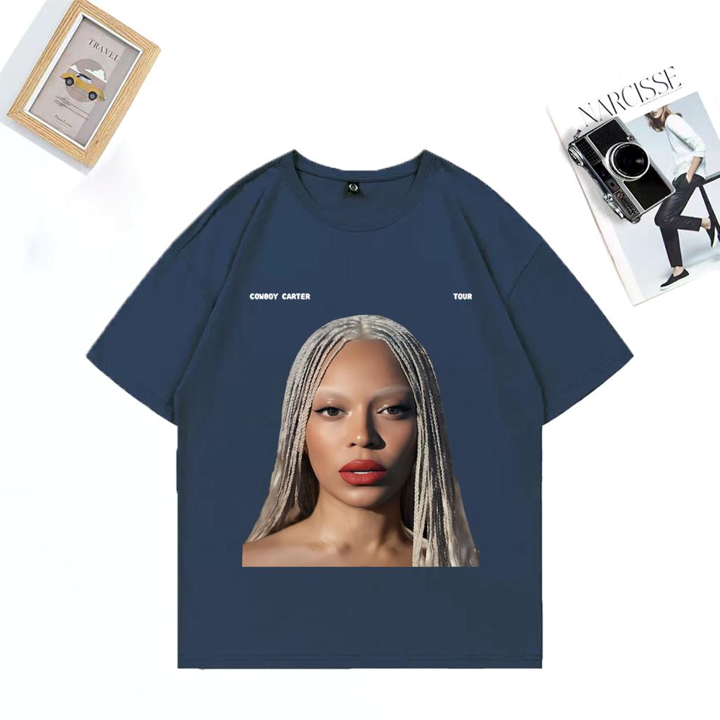 Beyoncé Cowboy Carter Тур 2025 Графическая Футболка Унисекс ЖЕНСКАЯ винтаж Хип-Хоп уличная одежда Круглый вырез Хлопковая одежда футболка с коротким рукавом