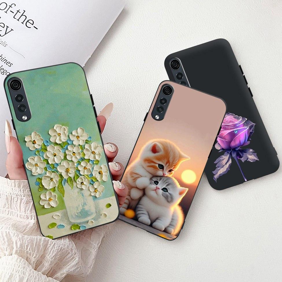 Чехол для LG Velvet 4G 5G Милый Кот Роскошная Мода Цветы Смешная Расписная Задняя Крышка Для LG Velvet 5G UW Чехол для Телефона Силиконовый