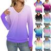 Women's Casual Fashion V-Neck Raglan Pleated Solid Color Long Sleeve Top