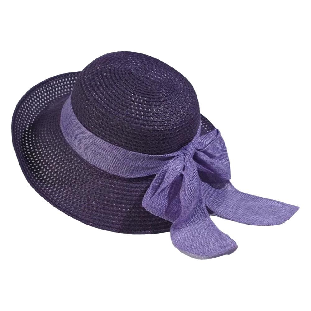 Portable Big Brimmed Woven Cap Hollow Out Bucket Hat Folding Sun Cap Bow Fisherman Cap  Camping