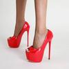 Fashion New Sexy Red Platform Fish Mouth Shallow Mouth Women Pumps Ultra Super Stiletto Heels Model Walk Show Party Shoes