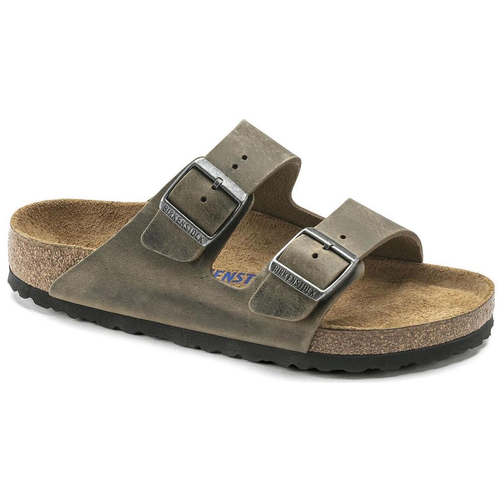 Birkenstock Leather Comfortable Round Toe Versatile Thick Sole Buckle Slide Sandals Unisex sandals Khaki 1019377