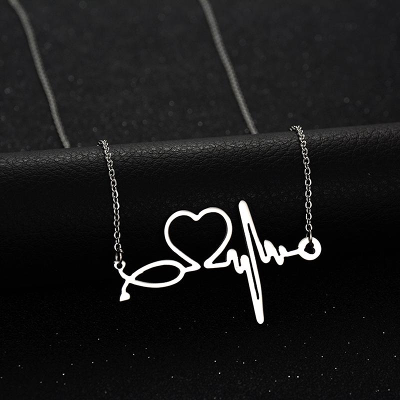 Atoztide Fashion Infinity Jesus Heartbeat Necklace For Women Stainless Steel Endless Forever Love Friendship Jewerly Gift