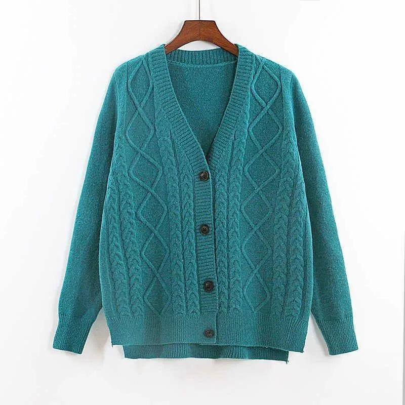 Женская куртка-свитер с v-образным вырезом, свободный эластичный вязаный кардиган, повседневная удобная наружная блузка с длинными рукавами