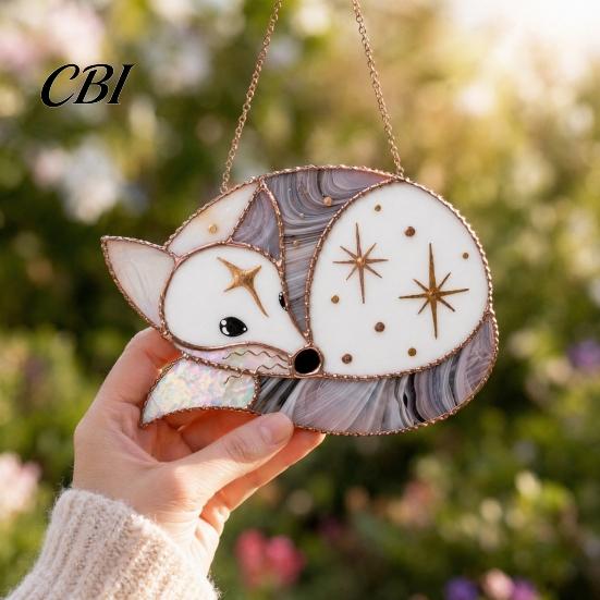 Bright Interior Accents Fairy Mouse Suncatcher, Stained Glass Style Acrylic Window Hanging Ornament, Woodland Fantasy Colorful Shadow Display