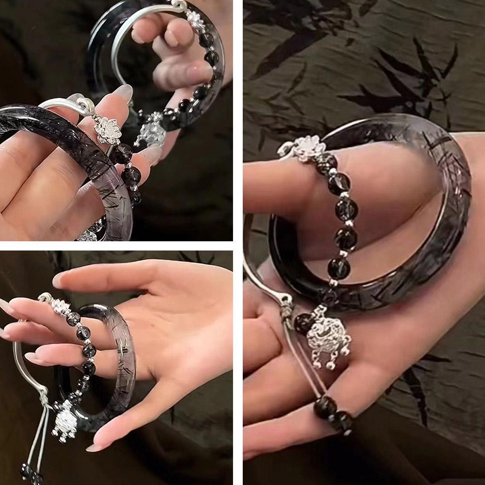 1 комплект ретро браслет колокольчики кисточки для женщин китайский стиль ювелирные изделия бисер кристалл цепи браслеты B U3Y7