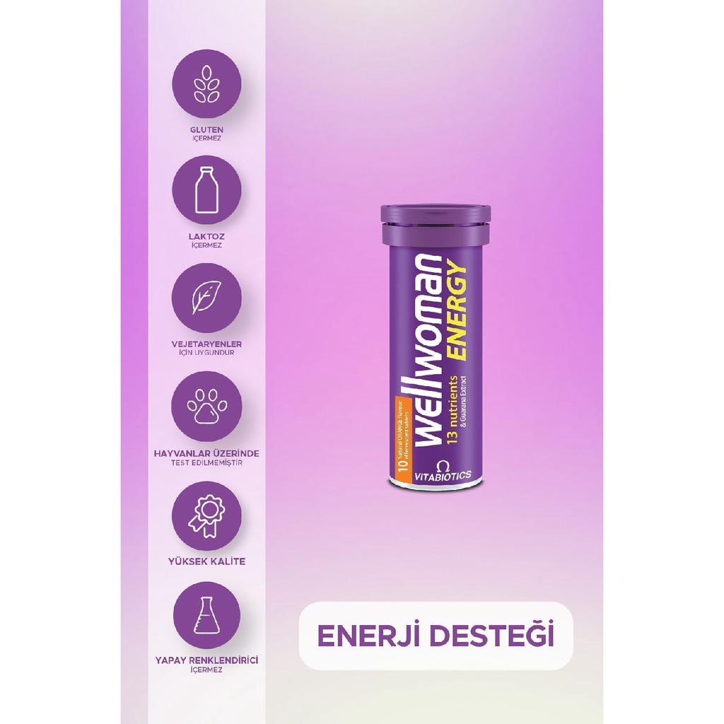 Специальная энергетическая поддержка для женщин, содержащая магний, железо, L-карнитин, 10 шипучих таблеток