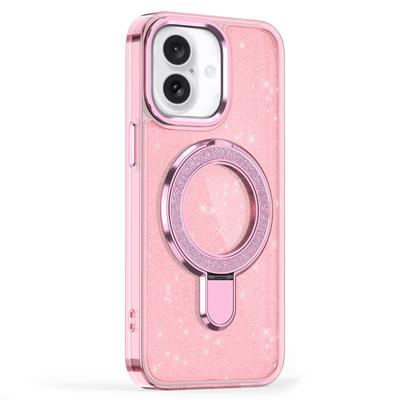 Чехол для iPhone 16 с блестками, ТПУ+ПК, подставка, защита для телефона