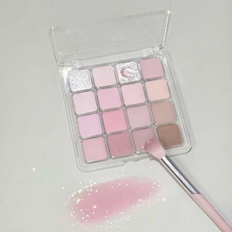 Корейская псевдо-простая шестнадцатицветная палетка теней для век Розово-коричневый Дыня Перламутровый Матовый
