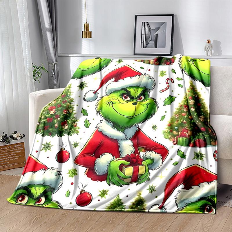 1Pc Christmas Grinch Blanket Soft And Comfortable Casual Warm Camping Travel Christmas Halloween Gift M921593