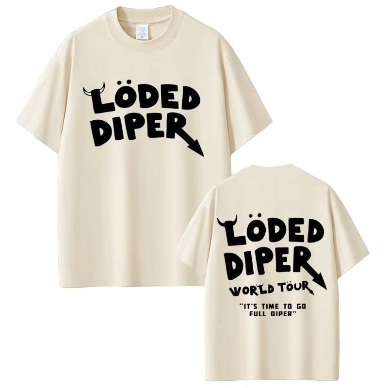 Футболка Loded Diper World Tour Унисекс Женская Одежда Винтажная Рок Оверсайз Футболки с Коротким Рукавом Унисекс Повседневные Хлопковые Футболки