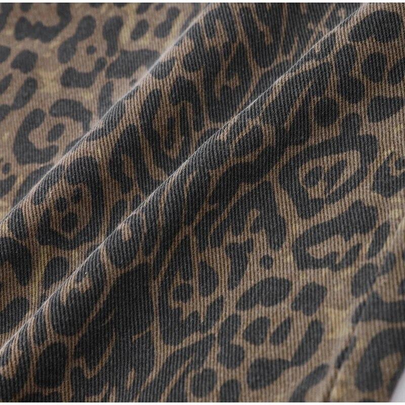 Светло-коричневые леопардовые джинсы, женские джинсовые брюки, женские широкие брюки большого размера, уличная одежда в стиле хип-хоп, винтажная одежда, свободная повседневная одежда