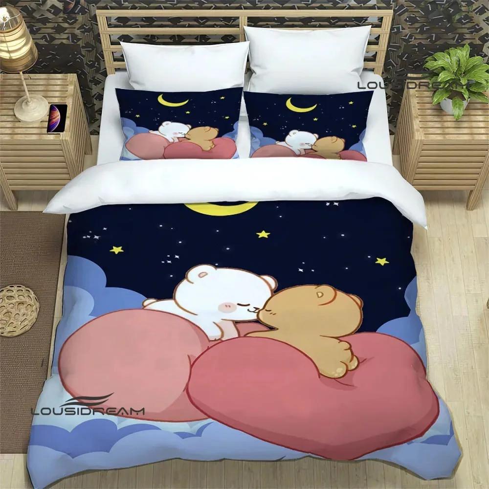 Cute cartoon bear printed Bedding Sets exquisite bed supplies set duvet cover comforter set bedding set luxury Birthday Gift