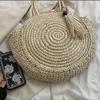 Yogodlns Летняя пляжная сумка, круглые соломенные сумки для женщин, сумка на плечо из ротанга, дорожная тканая сумка ручной работы, большая вместительная женская сумка-шоппер