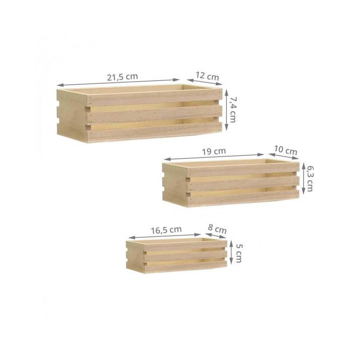Ensemble de mini cagettes en bois 3 pièces