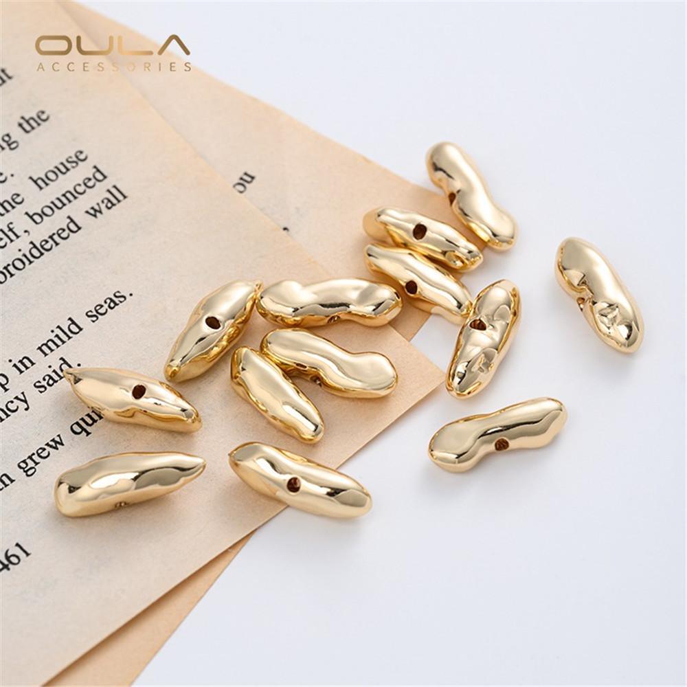 14K Gold-plated Bead Toothpick Beads, Irregular-shaped Pearls, Baroque-shaped Through-hole Beads, Irregular Stone Beads Diy